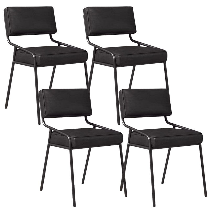 Industrial Style Side Chair Upholstered Open Back Dining Chair with Metal Leg