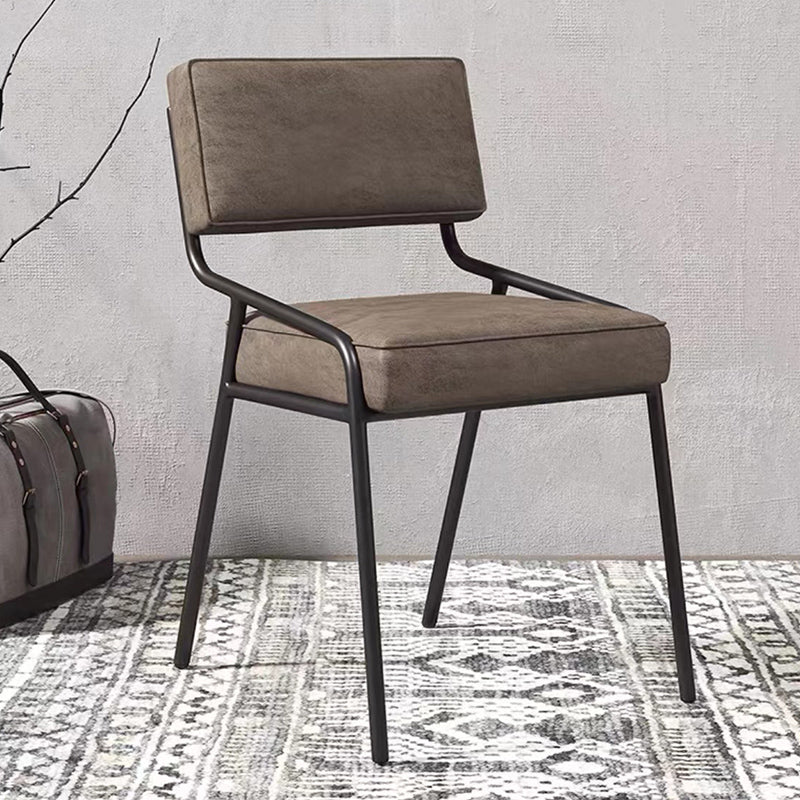 Industrial Style Side Chair Upholstered Open Back Dining Chair with Metal Leg