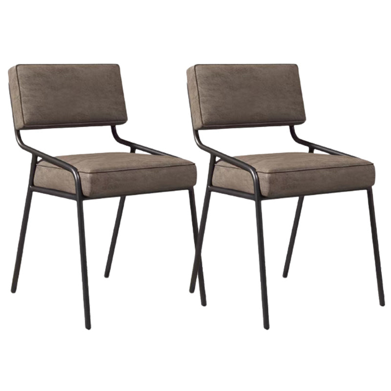 Industrial Style Side Chair Upholstered Open Back Dining Chair with Metal Leg