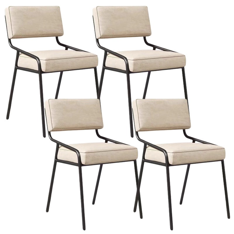 Industrial Style Side Chair Upholstered Open Back Dining Chair with Metal Leg