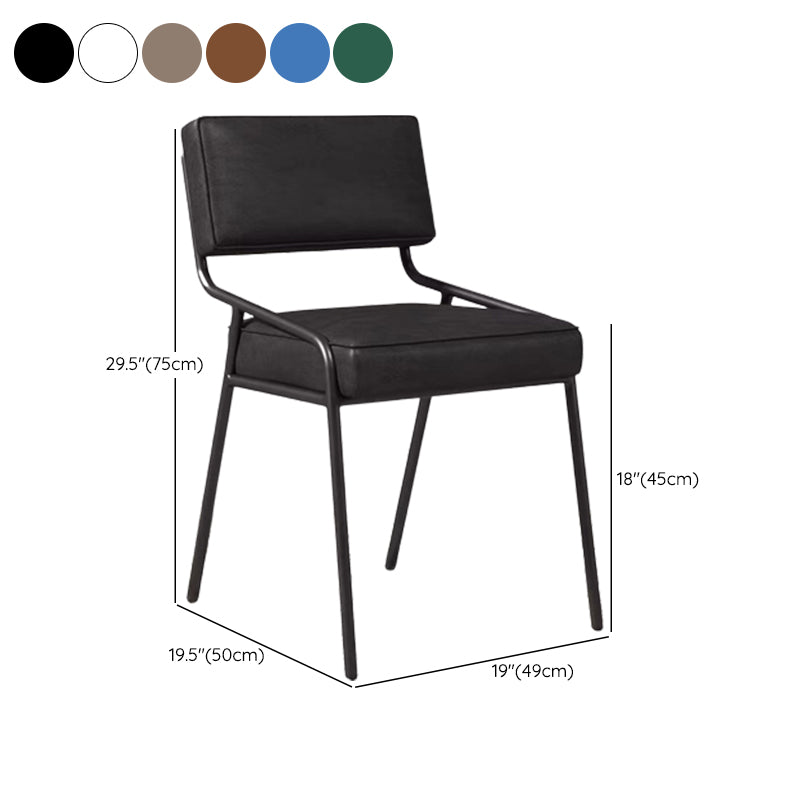 Industrial Style Side Chair Upholstered Open Back Dining Chair with Metal Leg