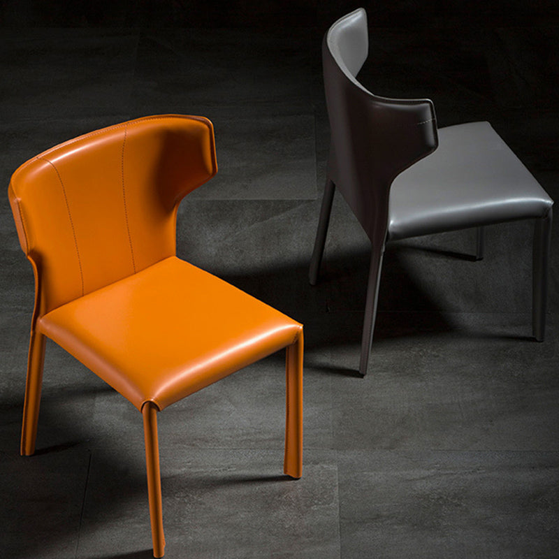 Faux Leather Wingback Side Chair Modern Armless Dining Chairs