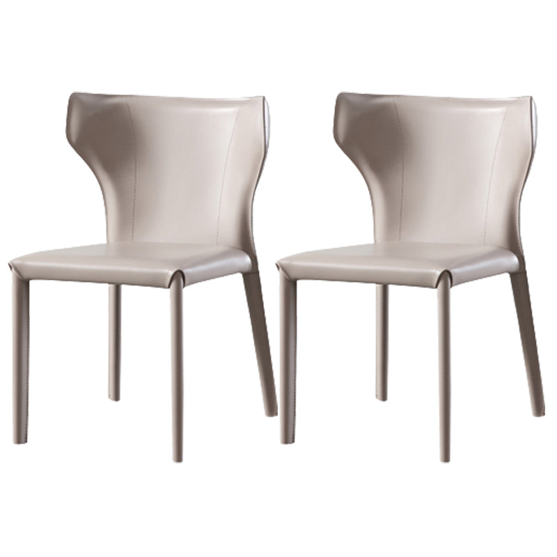 Faux Leather Wingback Side Chair Modern Armless Dining Chairs