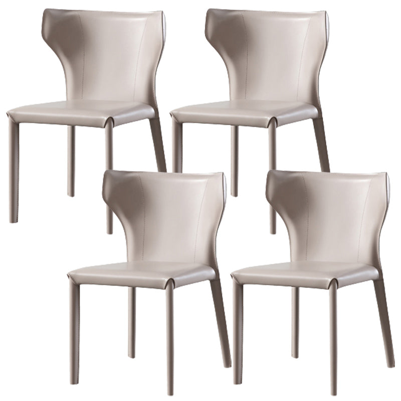 Faux Leather Wingback Side Chair Modern Armless Dining Chairs