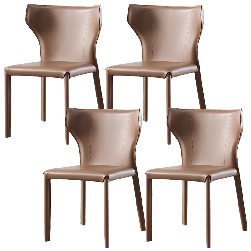Faux Leather Wingback Side Chair Modern Armless Dining Chairs