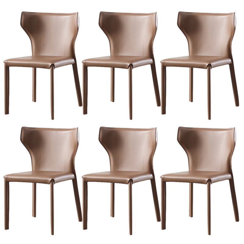 Faux Leather Wingback Side Chair Modern Armless Dining Chairs