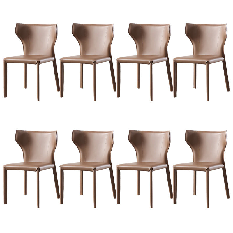 Faux Leather Wingback Side Chair Modern Armless Dining Chairs