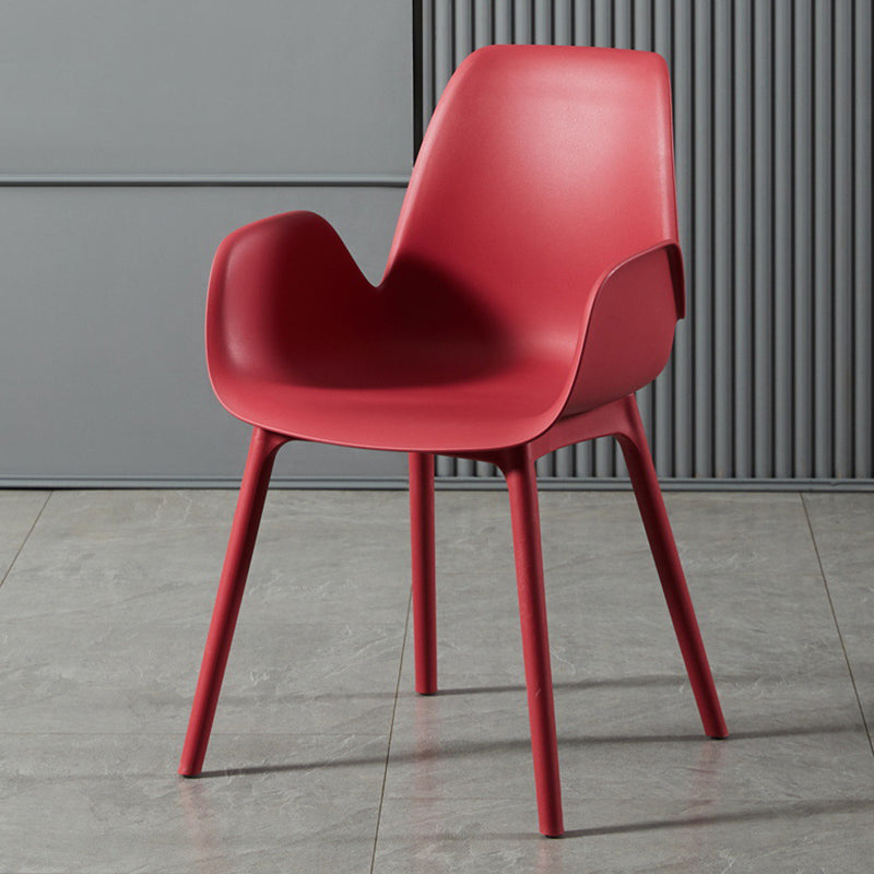 Scandinavian Style Arm Dining Chairs Plastic Home Dining Side Chair
