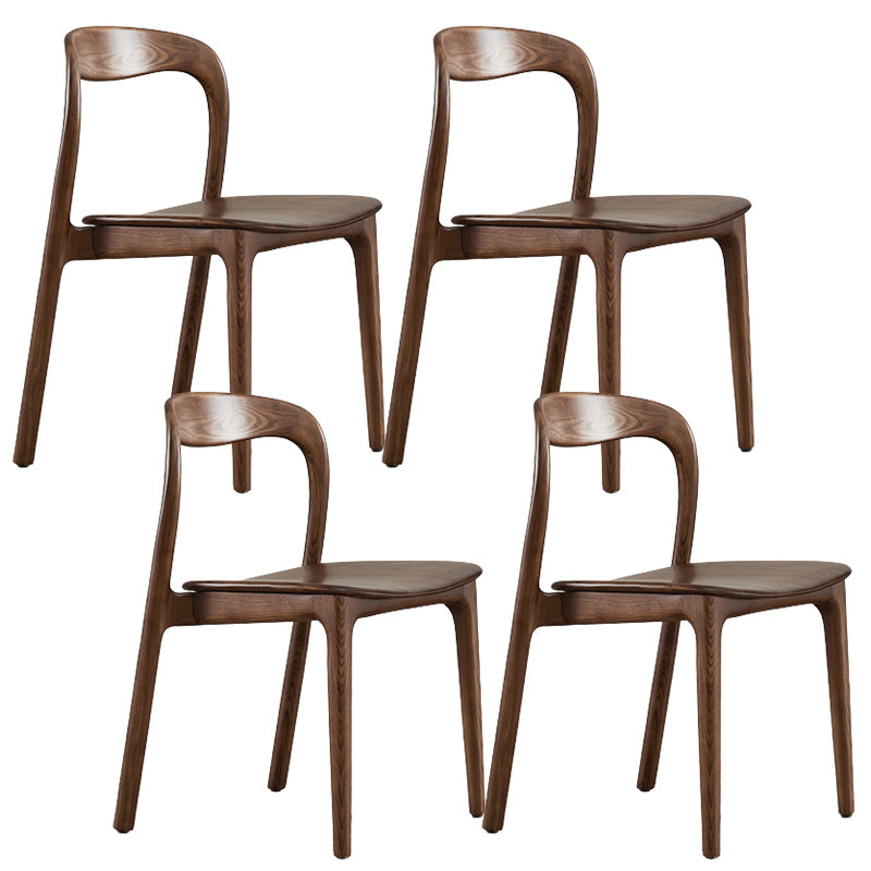 Traditional Solid Wood Dining Chairs Open Back Armless Dining Chairs