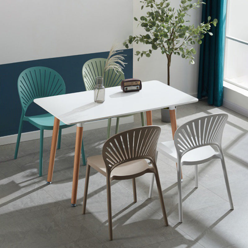 Stackable Armless Dining Side Chair Scandinavian Plastic Dining Chairs