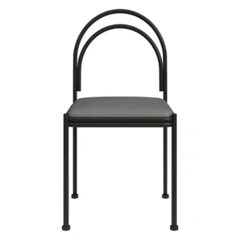 Metal Industrial Dining Chair Metallic Finish Side Chair with Black Legs