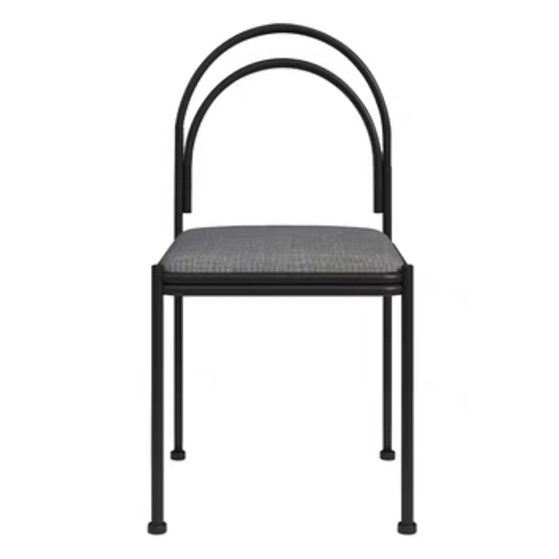 Metal Industrial Dining Chair Metallic Finish Side Chair with Black Legs