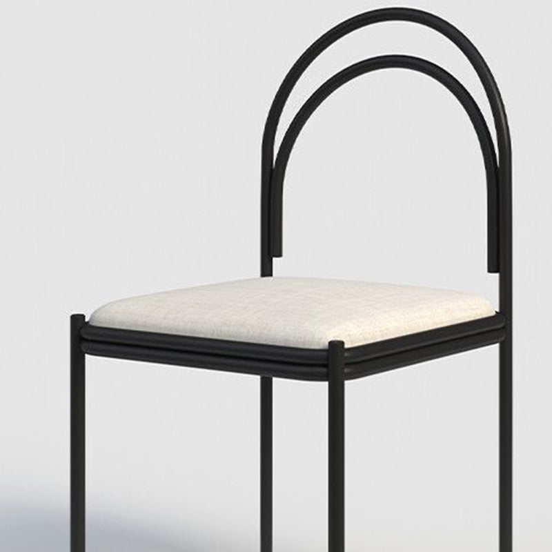 Metal Industrial Dining Chair Metallic Finish Side Chair with Black Legs