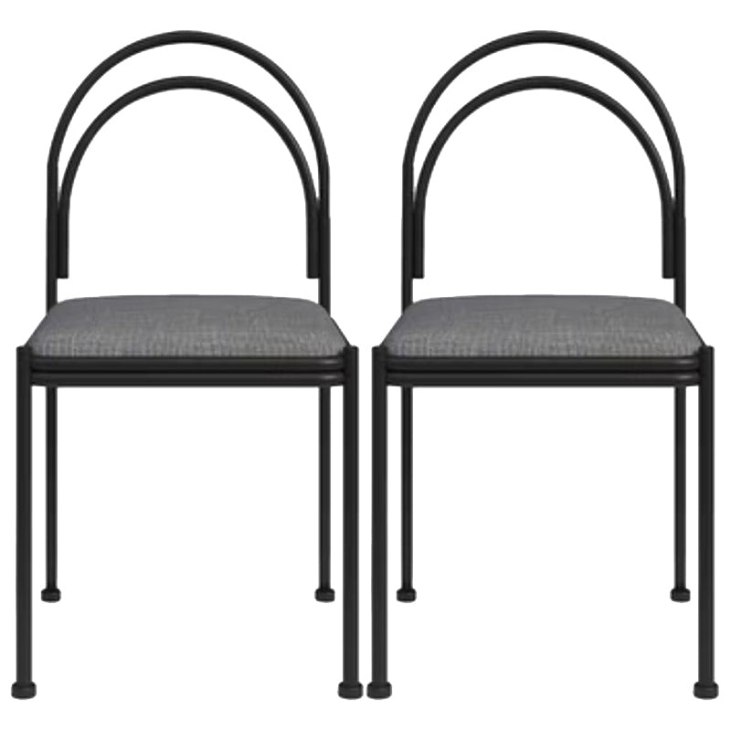 Metal Industrial Dining Chair Metallic Finish Side Chair with Black Legs