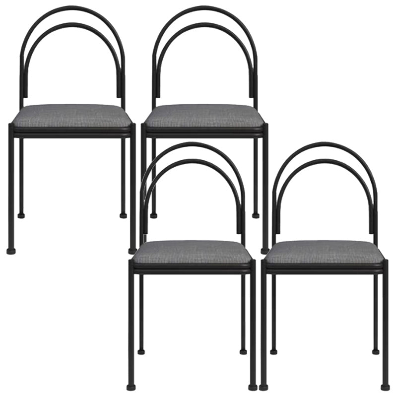 Metal Industrial Dining Chair Metallic Finish Side Chair with Black Legs