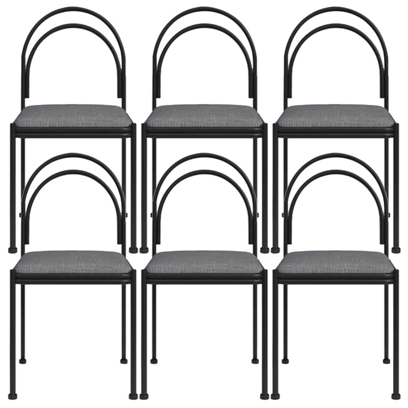 Metal Industrial Dining Chair Metallic Finish Side Chair with Black Legs