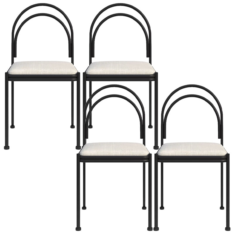 Metal Industrial Dining Chair Metallic Finish Side Chair with Black Legs