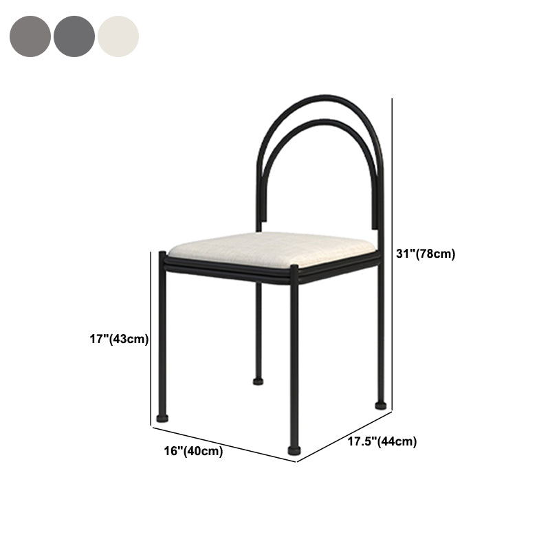 Metal Industrial Dining Chair Metallic Finish Side Chair with Black Legs