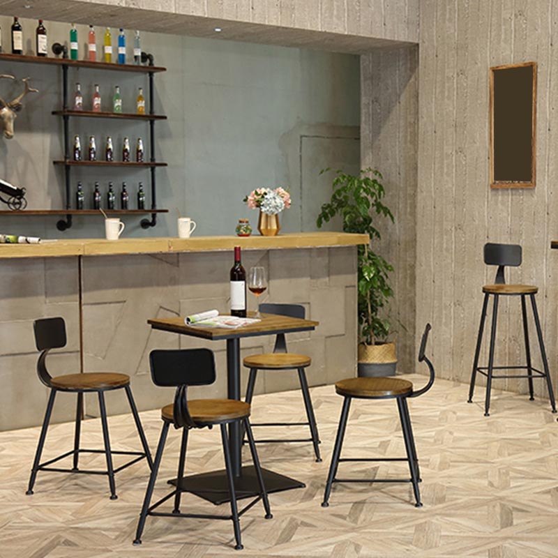 Industrial 1/3/4/5 Pieces Bar Table Set Round Pine Wood Counter Table with Stools for Cafe