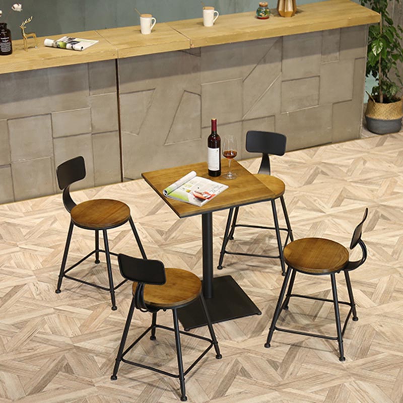 Industrial 1/3/4/5 Pieces Bar Table Set Round Pine Wood Counter Table with Stools for Cafe