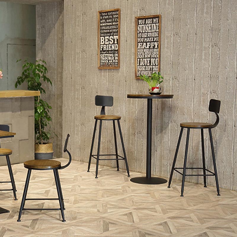 Industrial 1/3/4/5 Pieces Bar Table Set Round Pine Wood Counter Table with Stools for Cafe