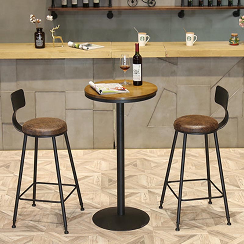 Industrial 1/3/4/5 Pieces Bar Table Set Round Pine Wood Counter Table with Stools for Cafe
