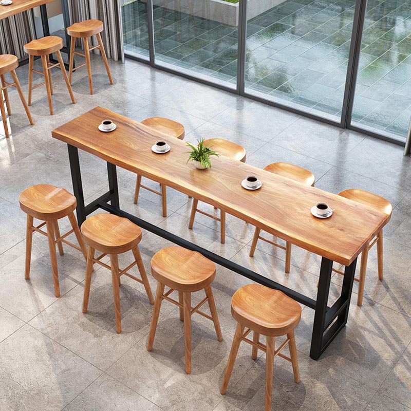 Modern 1/9 Pieces Bar Table Set Rectangle Wood Counter Table with Stools for Balcony