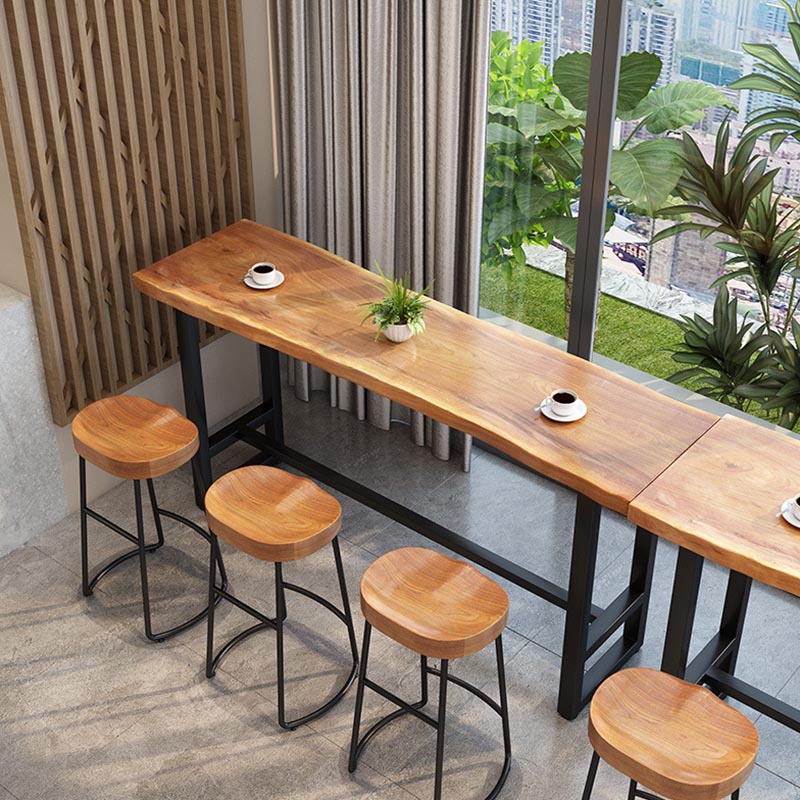 Modern 1/9 Pieces Bar Table Set Rectangle Wood Counter Table with Stools for Balcony