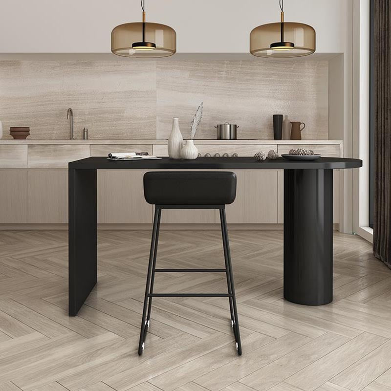 Modern 1/2 Pieces Bar Table Set Pine Wood Counter Table with High Stools for Dining Room