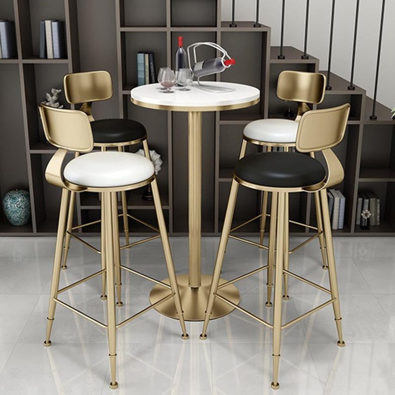 Glam Bar Table Set 1/3/5 Pieces Round Stone Counter Table with High Stools for Dining Room