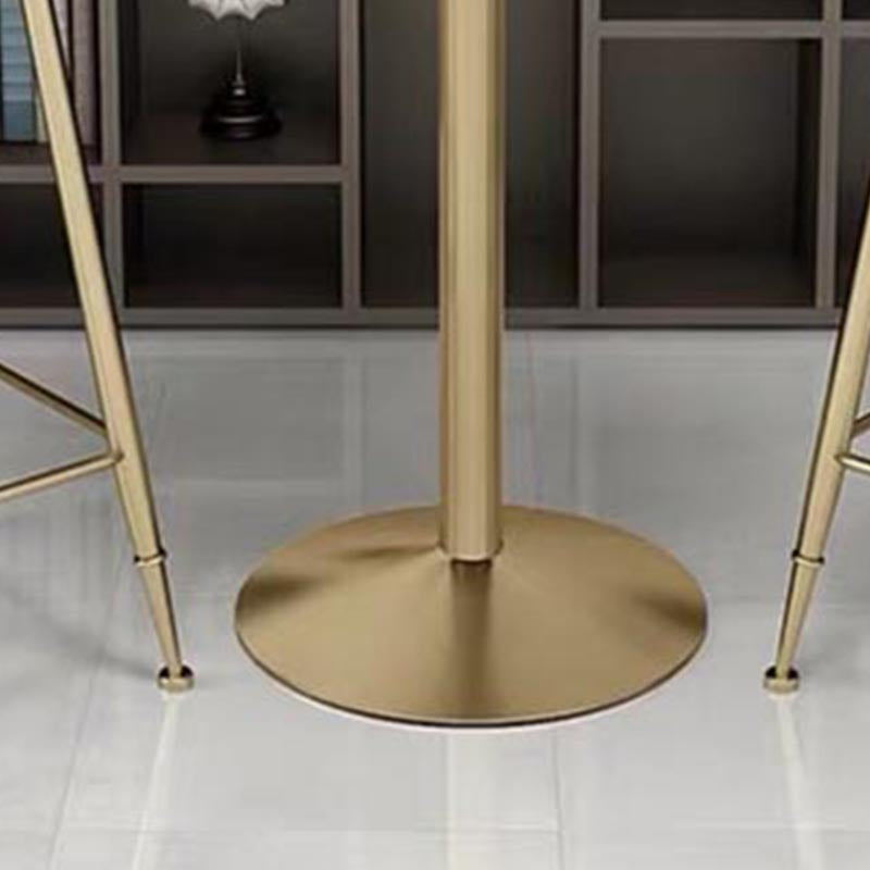 Glam Bar Table Set 1/3/5 Pieces Round Stone Counter Table with High Stools for Dining Room