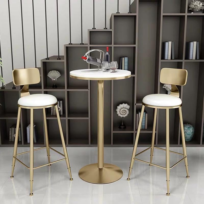 Glam Bar Table Set 1/3/5 Pieces Round Stone Counter Table with High Stools for Dining Room