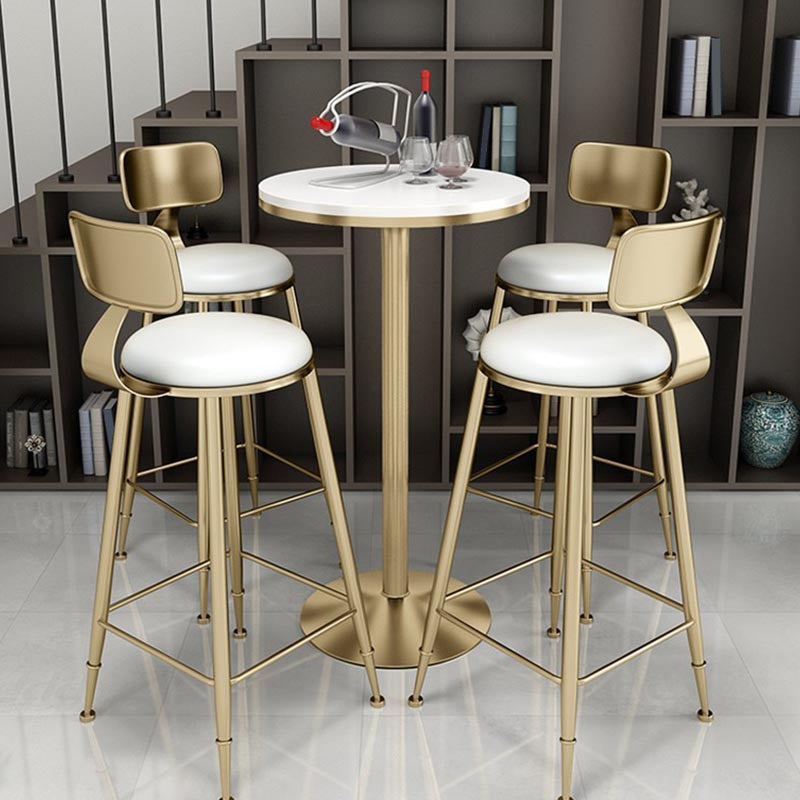 Glam Bar Table Set 1/3/5 Pieces Round Stone Counter Table with High Stools for Dining Room