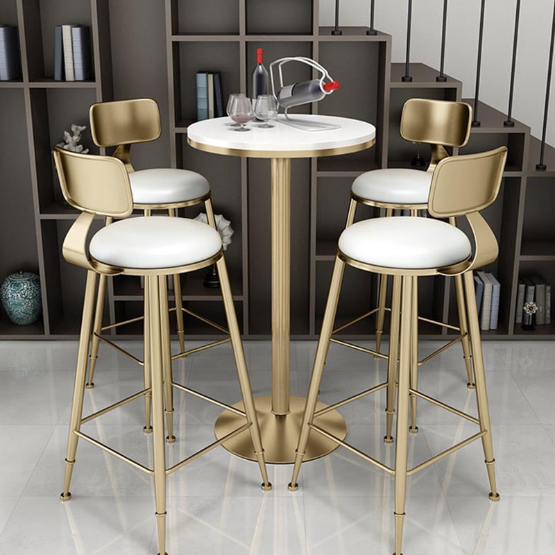 Glam Bar Table Set 1/3/5 Pieces Round Stone Counter Table with High Stools for Dining Room