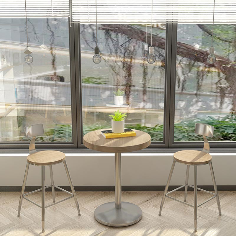 1/2/3/5 Pieces Stools Set Industrial Chrome Metal Pub Table Set for Small Places