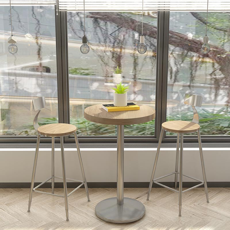 1/2/3/5 Pieces Stools Set Industrial Chrome Metal Pub Table Set for Small Places