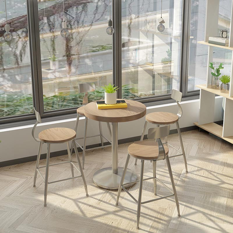 1/2/3/5 Pieces Stools Set Industrial Chrome Metal Pub Table Set for Small Places