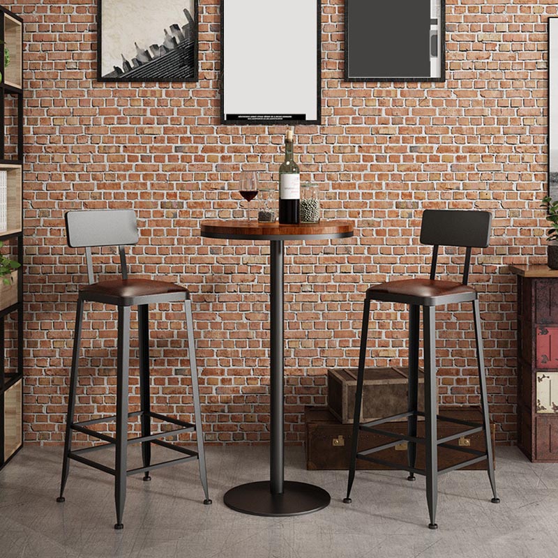 Industrial Bar Table Set 1/3/5 Pieces Round Pine Wood Counter Table with Stools for Bar