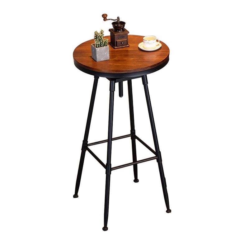 Industrial Round Bar Table Set 1/2 Pieces Solid Wood Bar Table Set for Indoor