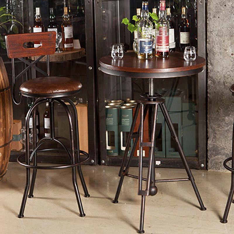 Industrial Round Bar Table Set 1/2 Pieces Solid Wood Bar Table Set for Indoor