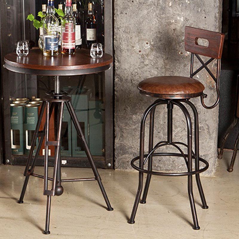 Industrial Round Bar Table Set 1/2 Pieces Solid Wood Bar Table Set for Indoor