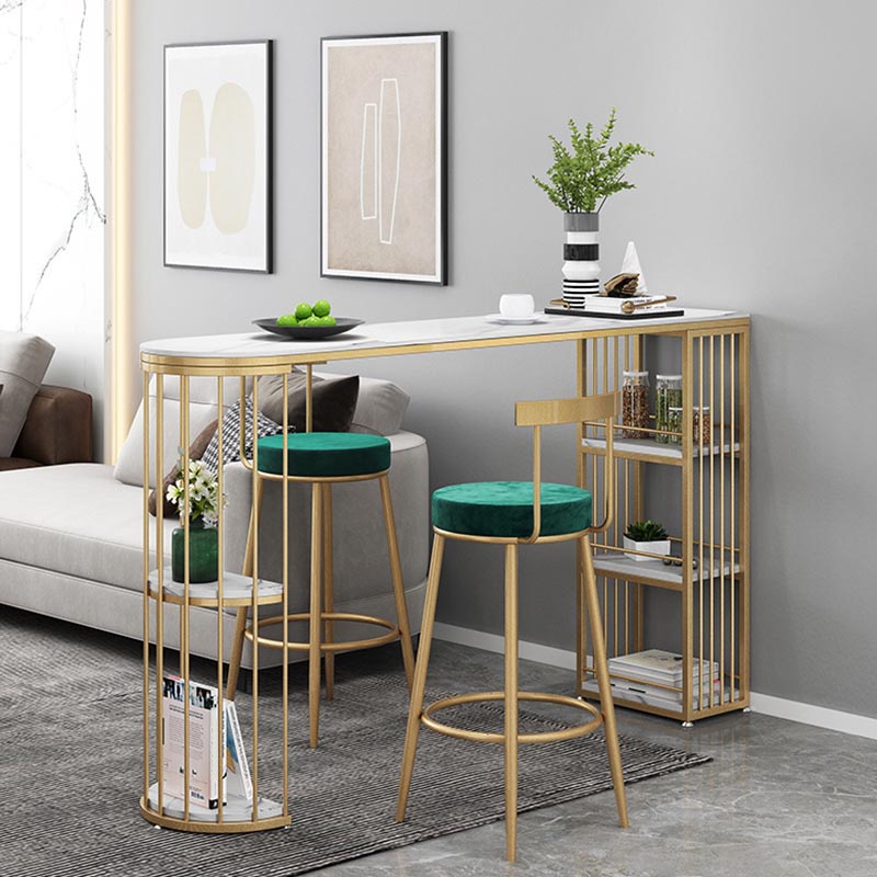 Modern 1/3 Pieces Bar Table Set Stone Counter Table with High Stools for Milk Tea Shop