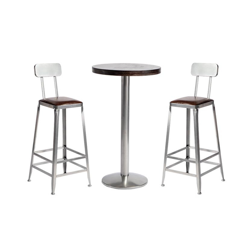 1/2/3 Pieces Industrial Style Solid Wood Bar Table Set Counter Table