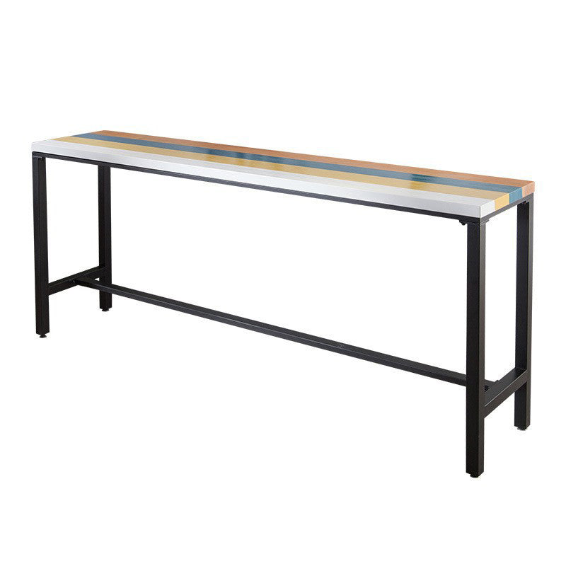 Industrial 1/5 Pieces Bar Table Set Rectangle Wood Counter Table with High Stools for Cafe
