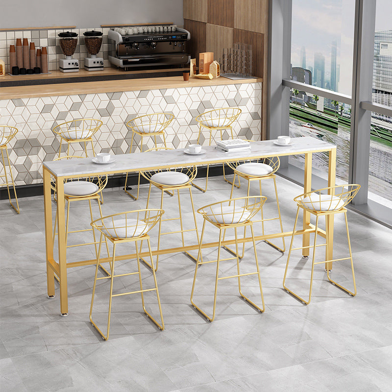 Glam Style Rectangle Bar Table 1/2/7 Pieces Faux Marble Counter Table