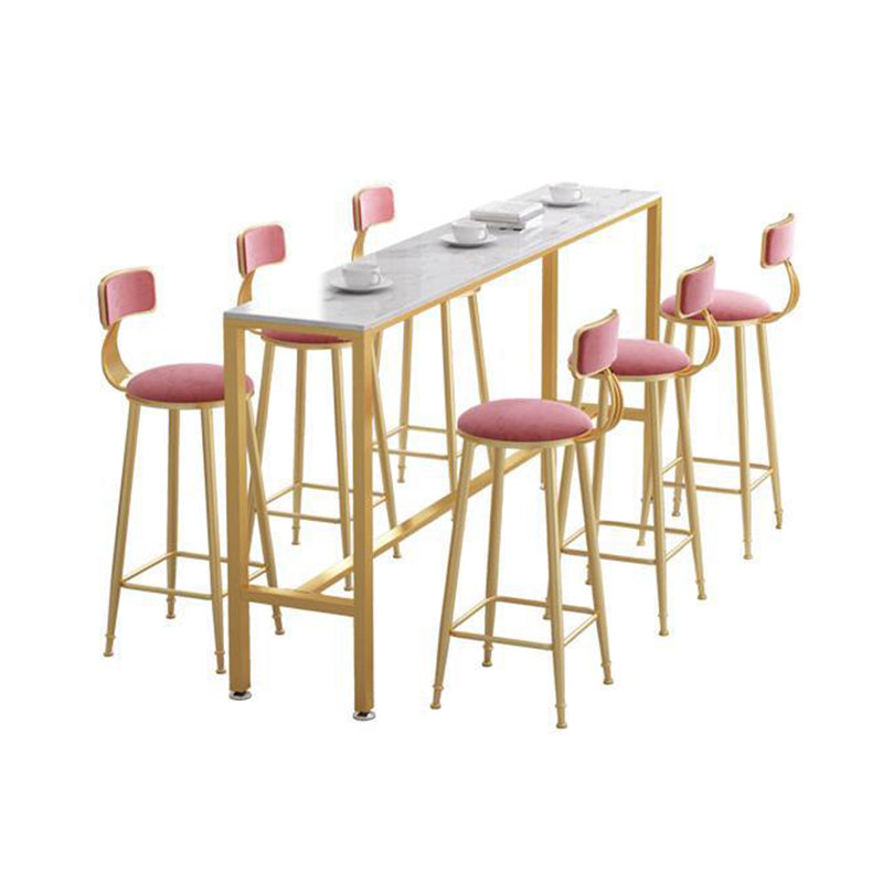 Glam Style Rectangle Bar Table 1/2/7 Pieces Faux Marble Counter Table