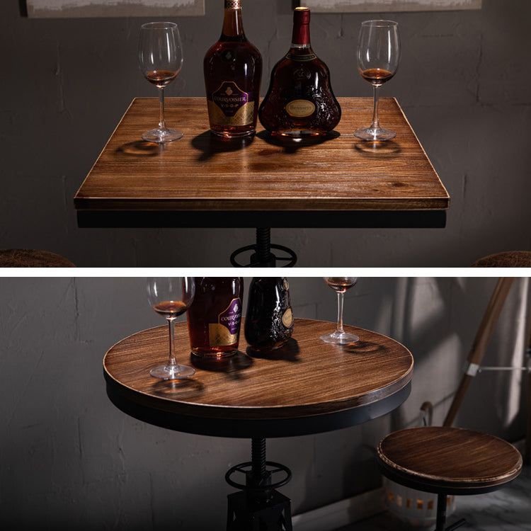 1/3 Pieces Industrial Style Bar Table Set Solid Wood Bar Table Set