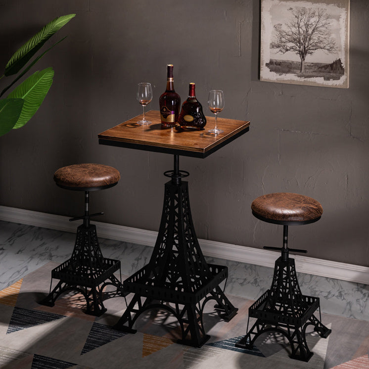 1/3 Pieces Industrial Style Bar Table Set Solid Wood Bar Table Set