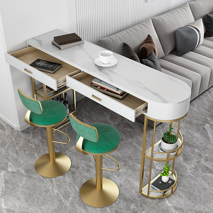 Glam Style Stone Bar Table 1/3/4 Pieces Counter Table with Upholstered Stools