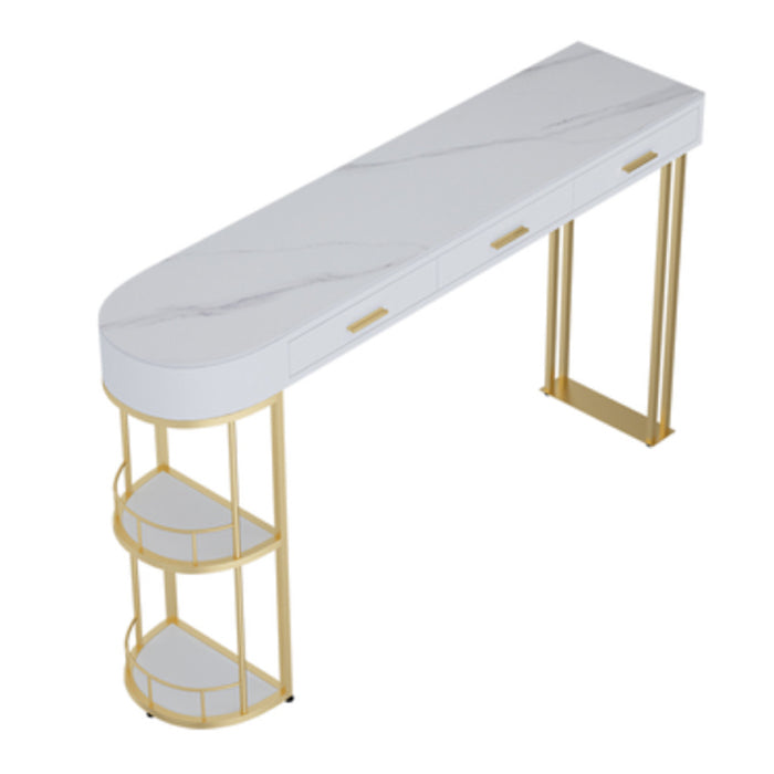 Glam Style Stone Bar Table 1/3/4 Pieces Counter Table with Upholstered Stools